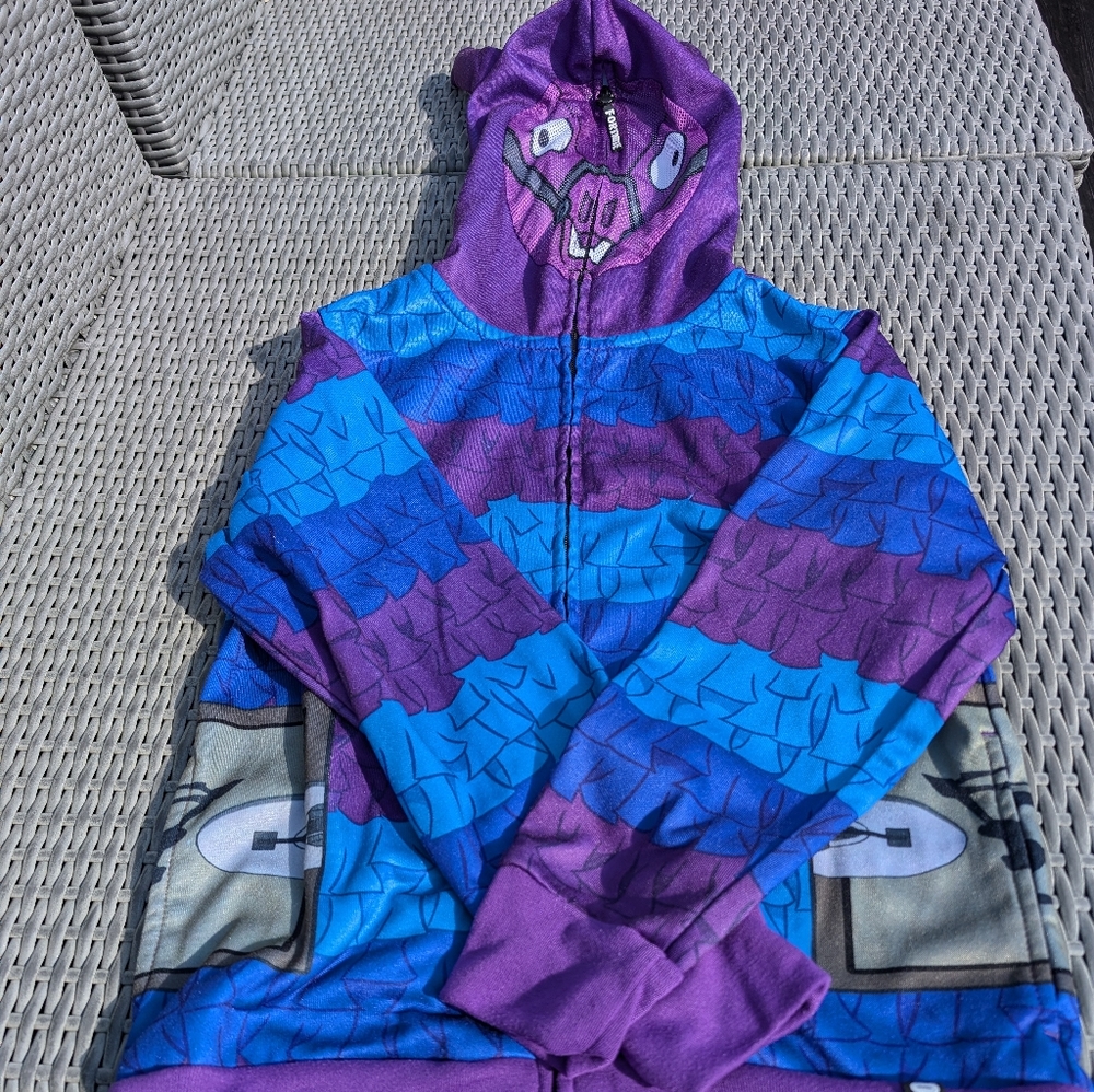 FORTNITE Pinata Llama Zip Up Blue & Purple Long Sleeve Hooded Sweater